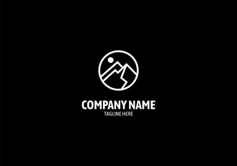 Mountains in circle logo design template