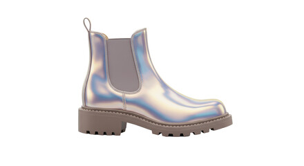 Isolated Iridescent Chelsea Boot with Chunky Sole