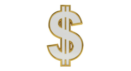 Isolated Gold Trimmed White Dollar Sign