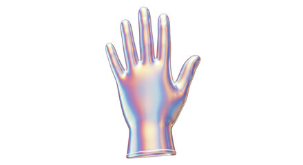 Isolated Iridescent Chrome Hand Sculpture