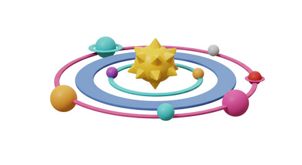 Isolated 3D Rendering of Solar System Model