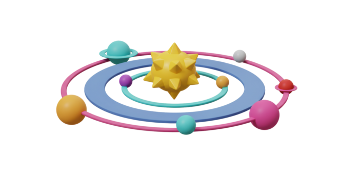 Isolated 3D Rendering of Solar System Model