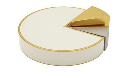Isolated Pie Chart with Slices in Gold Silver and White
