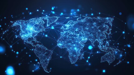 Glowing world map illustration showcasing global networks and connectivity