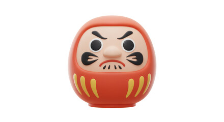Isolated Traditional Japanese Daruma Doll with Angry Expression