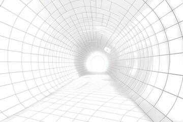 Obraz premium Futuristic White Tile Tunnel, Modern Architecture Design, Perspective View, Clean Look
