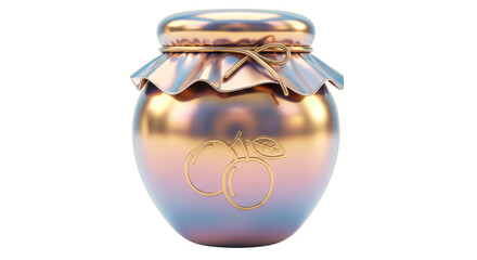 Isolated Jar of Peach Jam with Gold Accents