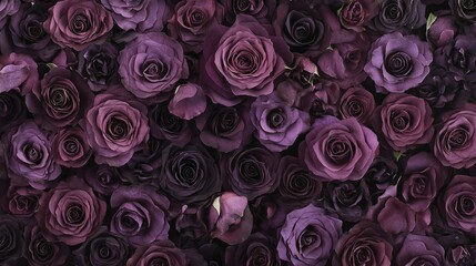 Romantic floral arrangement of purple and mauve roses creating a velvety texture