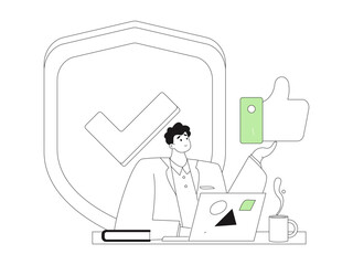 Business network security character flat vector concept operation hand drawn illustration
