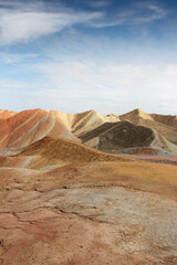 Scenery of Zhangye Danxia National Geopark (Rainbow Mountains) in Gansu, China
