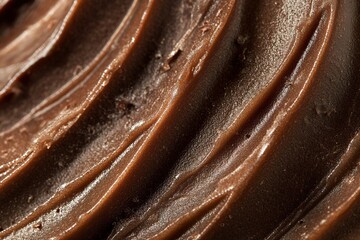Chocolate Swirls Texture Background, CloseUp Shiny Fudge, Smooth, Glossy, Delicious
