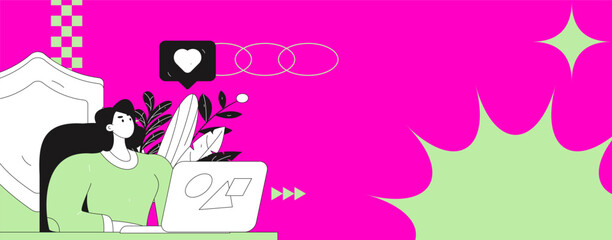 Business network security character flat vector concept operation hand drawn illustration
