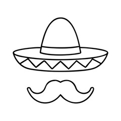 mexican sombrero hat with moustache icon