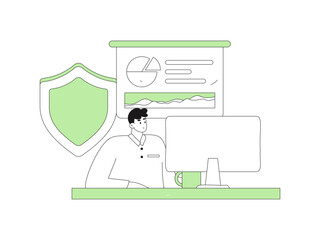 Business network security character flat vector concept operation hand drawn illustration
