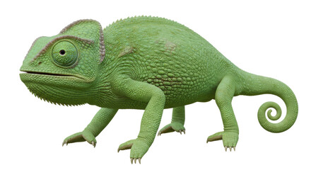 Isolated Green Chameleon Reptile Side View