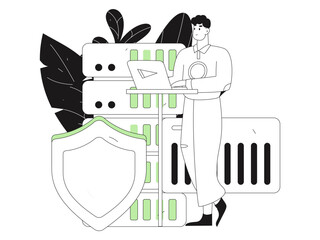 Business network security character flat vector concept operation hand drawn illustration
