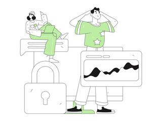 Business network security character flat vector concept operation hand drawn illustration
