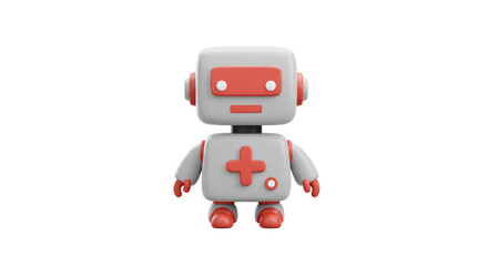 Isolated Retro Robot Toy with Geometric Design