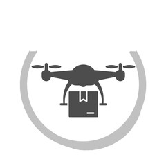 Drone Delivery Silhouette: A modern illustration of a drone in flight, efficiently transporting a package, embodies innovation and the future of delivery. 