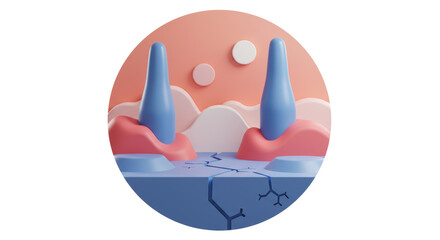 Isolated Artistic Landscape with Cracked Earth