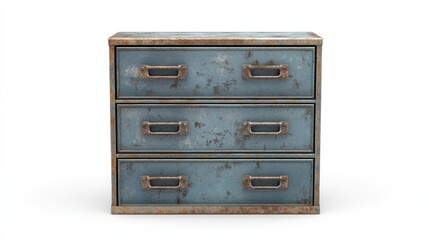 Rusted blue metal chest of drawers