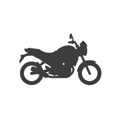 Fototapeta premium Motorcycle Silhouette: A clean and minimalist silhouette of a motorcycle against a white background, perfect for design projects and graphic elements. The sleek and stylized form evokes speed.