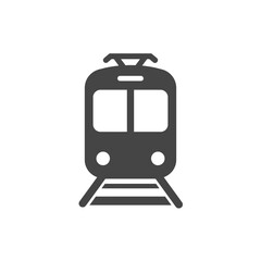 Train Icon: A simplified train icon, presented head-on against a clean backdrop. A bold, modern design, evoking concepts of travel and transport.