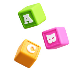 Floating ABC Blocks in Pastel Colors &ndash; 3D Render