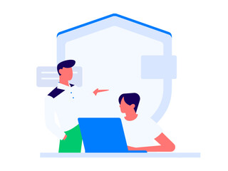 Business network security character flat vector concept operation hand drawn illustration
