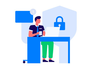 Business network security character flat vector concept operation hand drawn illustration
