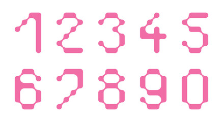 set of numbers from 0 to 9 with black liquid connected circle dots. metaballs pattern on white. abstract geometric shapes collection Point movement flat icon	