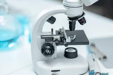 Laboratory microscope for scientific research in medical laboratory, biotechnology innovation, drug development, pharmaceutical diagnostics, health science, and microbiological analysis