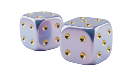Isolated Pair of Pearlized Dice with Gold Pips for Game Night Fun