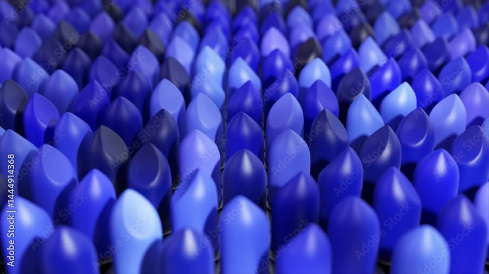 Poster vibrant blue drops waving dynamically through geometric grid, creating mesmerizing fluid motion with