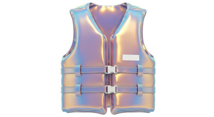Isolated Iridescent Life Vest for Water Safety and Floating