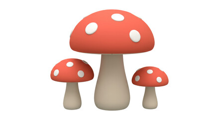 Isolated Mushrooms for Forest Wildlife and Fairy Tale Scenes