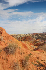 Scenery of Zhangye Danxia National Geopark (Rainbow Mountains) in Gansu, China