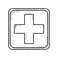 Obraz premium red cross sign icon, red cross sign vector illustration-simple illustration of red cross sign, perfect for red cross sign logos and icons