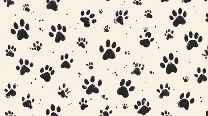 Dog paw prints pattern background; pet design