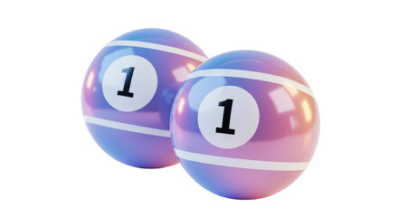 Isolated Pair of Number One Pool Balls with Pastel Swirls