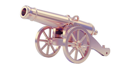 Fototapeta premium Isolated Bronze Cannon with Wheels for Artillery