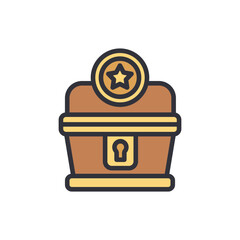 Treasure chest colored icons, minimalist vector illustration ,simple transparent graphic element .Isolated on white background