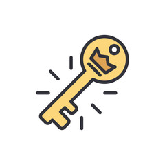 Royal key colored icons, minimalist vector illustration ,simple transparent graphic element .Isolated on white background