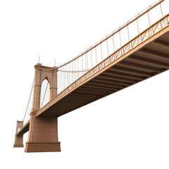Obraz premium Low-angle view of a suspension bridge. Structure stretches across the image