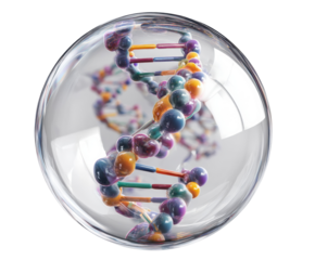 Colorful DNA Helix Inside Transparent Sphere for Science Learning, cut out, cut out