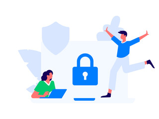 Business network security character flat vector concept operation hand drawn illustration
