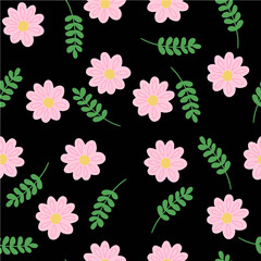 seamless pattern with pink flowers