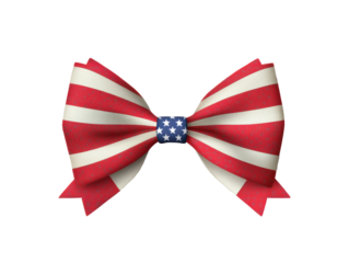 Red and white striped bow with blue star pattern for patriotic events