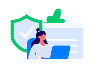 Business network security character flat vector concept operation hand drawn illustration
