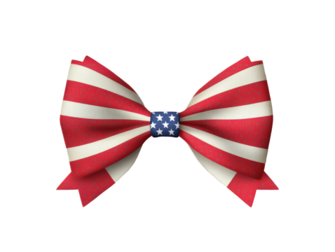 Red and white striped bow with blue star pattern for patriotic events